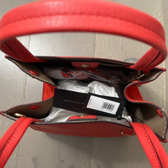 NWT* BANANA REPUBLIC Red Leather Mini Tote Bag - Picture 3 of 7